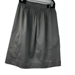 Mizwear woman's gray XS gold zip midi pleated skirt elastic casual classic fun